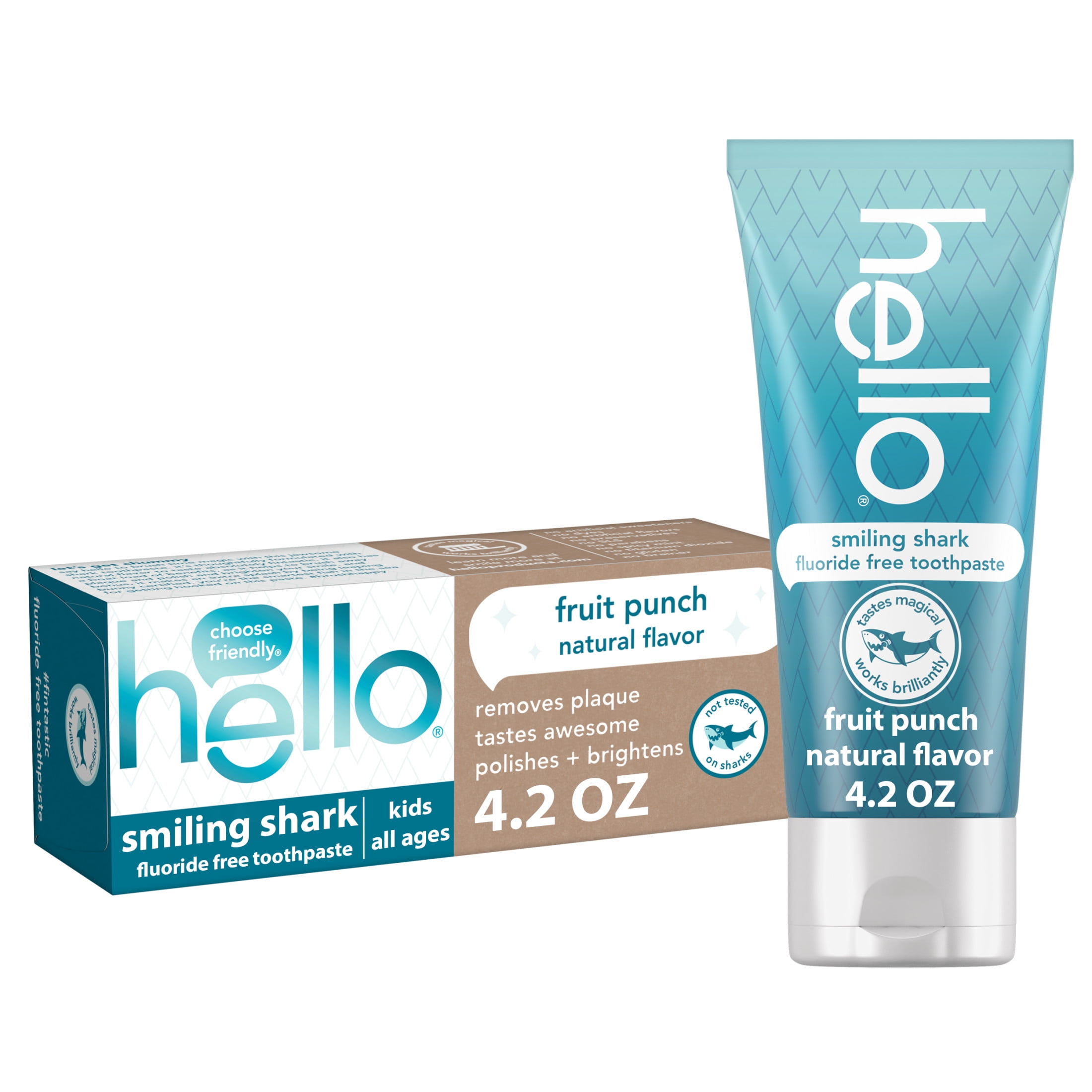 Hello Smiling Shark Kids Fluoride Free Toothpaste 4.2 Oz Safe for