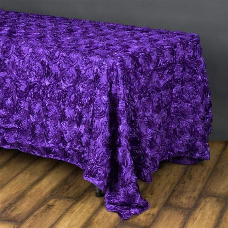 

90x156 Purple Raised Roses Rectangle Tablecloth