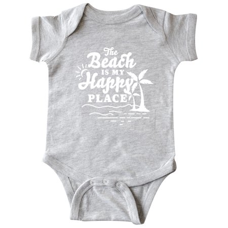 

Inktastic The Beach is My Happy Place with Palm Trees Gift Baby Boy or Baby Girl Bodysuit