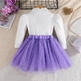 thumbnail image 6 of Girls 2 Piece Set Long Sleeve Heart Ruffle Top & Purple Tutu Skirt Outfit, Kids Girl Party Dress Set with 3D Heart for Playdate 9M-5T,Size 3-4 T, 6 of 9