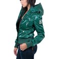 thumbnail image 3 of Arlene Verde Minta Mint Green Padded Women's Bomber Hoodie Jacket, 3 of 4