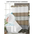 thumbnail image 4 of No Hook Cloth Fabric Shower Curtain with Snap in Liner, Brown Wood Grain Waterproof Shower Curtains Set with See Through Top Window, Vintage Grey Stripe Gradient Grain Bath Curtains Shower 72"x96", 4 of 6