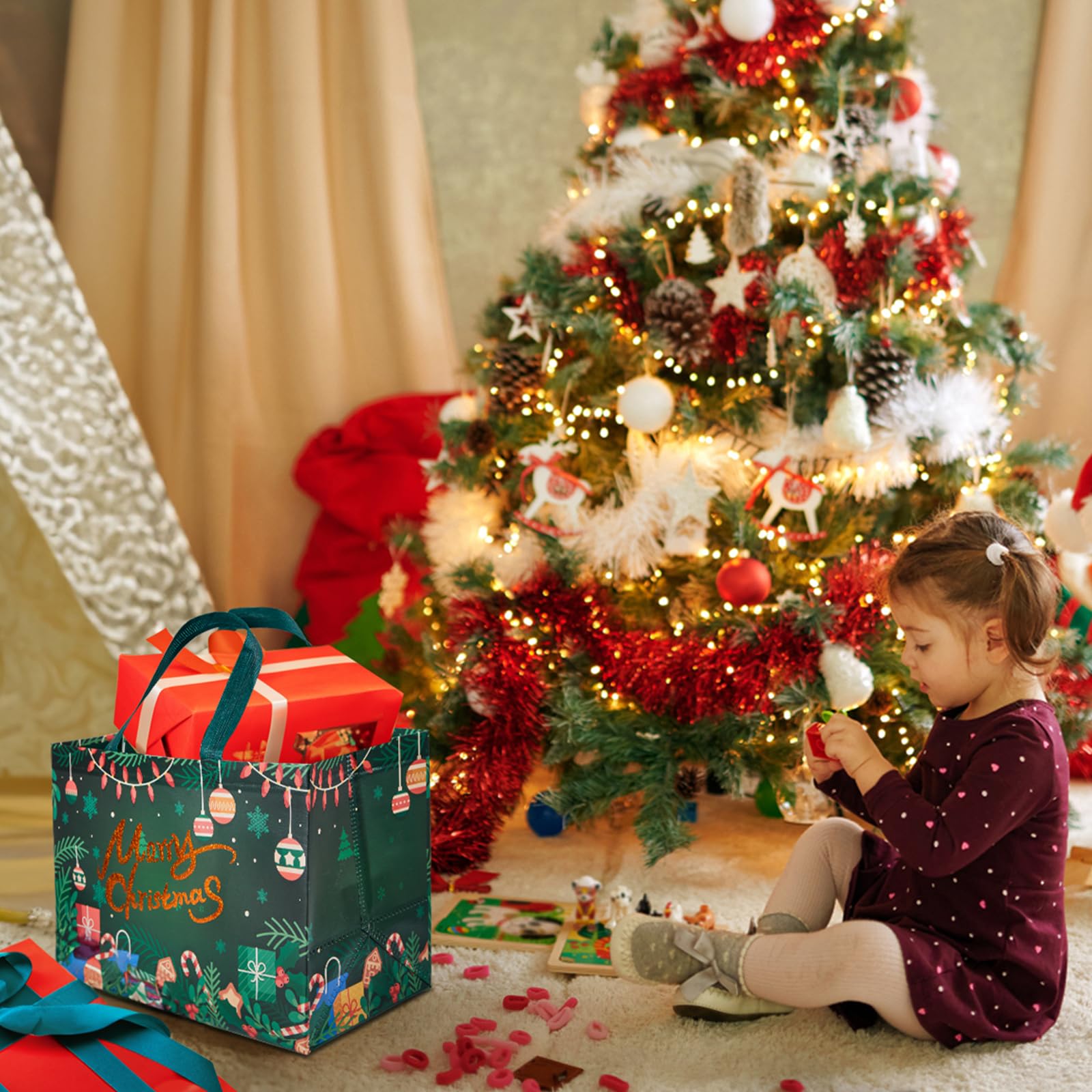 COCOBELA 8-Piece Christmas Large Gift Bags with Handles, Non-Woven photo 5