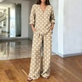 thumbnail image 2 of HAiming Plus Size 2 Piece Sets for Women Polka Dot Long Sleeve Tops Wide Leg Pants with Pockets Loose Lounge Sets, 2 of 6