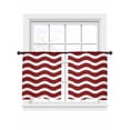 thumbnail image 2 of Red White Semi Sheer Curtains 45 Inch Length 2 Panels Set, Modern Abstract Waves Water Ripple Striped Sheer Kitchen Curtain Privacy Voile Window Curtain for Living Room Bedroom Rod Pocket Drapes, 2 of 7