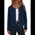 thumbnail image 1 of Suéteres de Punto para Mujer, Moda de Otoño, Larga, Botones, Chaqueta Informal de Moda, Ropa de Invierno. Azul Oscuro L, 1 of 9