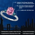 thumbnail image 2 of Gem Stone King 14K White Gold Pink Moissanite and Blue Diamond Engagement Ring for Women | 3.02 Cttw | Oval 10X8MM | Gemstone Birthstone | Size 5, 2 of 6