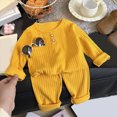 thumbnail image 2 of NOLDARES Toddler Baby Boy Clothes Solid Color Sweatshirt + Sweatpants Outfits Set 2Pcs Fall Winter Clothes Size:6-12 M,Yellow, 2 of 5
