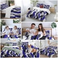 thumbnail image 5 of 3 Piece Blue Stripe Duvet Cover Set California King,Microfiber Comforter/Quilt Cover with Corner Ties and 2 Pillowcases,Ombre Grey Moire Geometric Modern Abstract Soft Bedding with Zipper Closure, 5 of 8