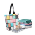 thumbnail image 2 of FORMRS Womens Canvas Tote Bag with Zipper Inner Pocket Shoulder Handbag, Colorful Checkered Pattern, 2 of 7