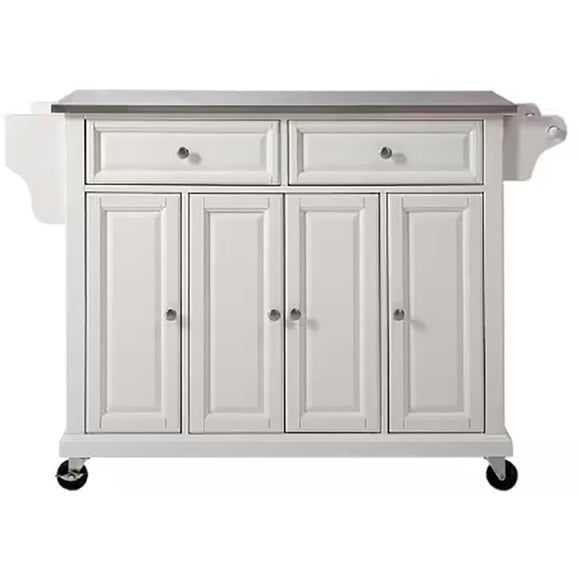 Crosley Furniture Chariot de Cuisine en Bois/acier Inoxydable, Blanc/argent