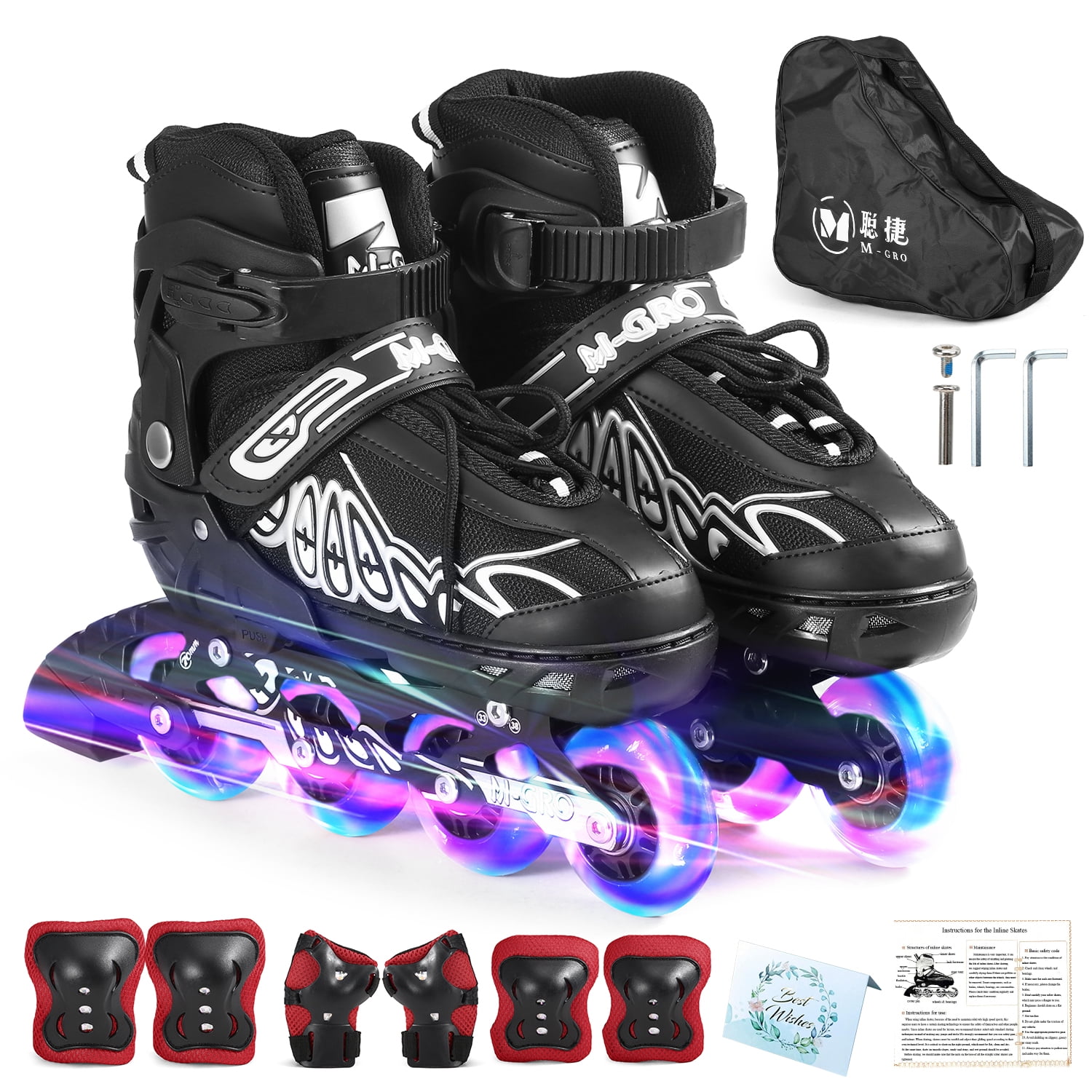 Adjustable Inline Skates with Illuminating Wheels Skates Outdoor Skates