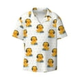 thumbnail image 2 of Lsque Cute Duck With Headphone print Men's Cuban Collar Short Sleeve Shirt Summer Beachwear Casual Button Down Fashionable Vacation Leisure Shirt-Small, 2 of 7