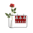 thumbnail image 1 of Red Tree Knit Nordic Illustration Pattern Artificial Rose Flower Hanging Vases Decoration Bottle, 1 of 3