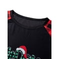 thumbnail image 4 of Caoirhny Christmas Family Pajamas Matching Set Letter Print Raglan Sleeve Tops and Elastic Plaid Pants Loungewear Soft Sleepwear, 4 of 9