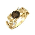 thumbnail image 2 of 6MM Round Smoky Quartz 925 Silver Yellow Plated Solitaire Women Classic Mother's Day Gift Ring, 2 of 4