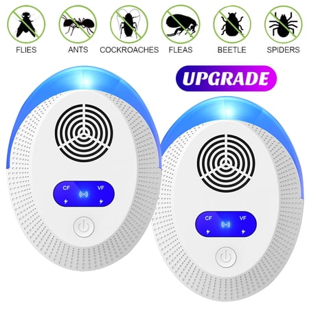 Ultrasonic Pest Repeller 2 Pack  Ultrasonic Frequency Conversion Insect Control  Spider Repellent  Plug in Indoor Mouse Deterrent  Anti Moths  Ants  Bed Bugs  Fleas  Cockroaches  Flies  Spider