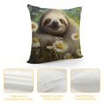 thumbnail image 4 of BCIIG Sloth Daisies Sleeping Decorative Throw Pillow Cover for Home Couch Living Room Sofa, Zipper Closure, 1PC 12x12in, 4 of 5