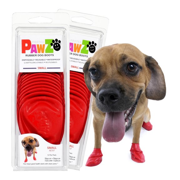 PawZ Rubber Dog Boots and Paw Protectors 12pk x2, Medium Blue Dog Booties