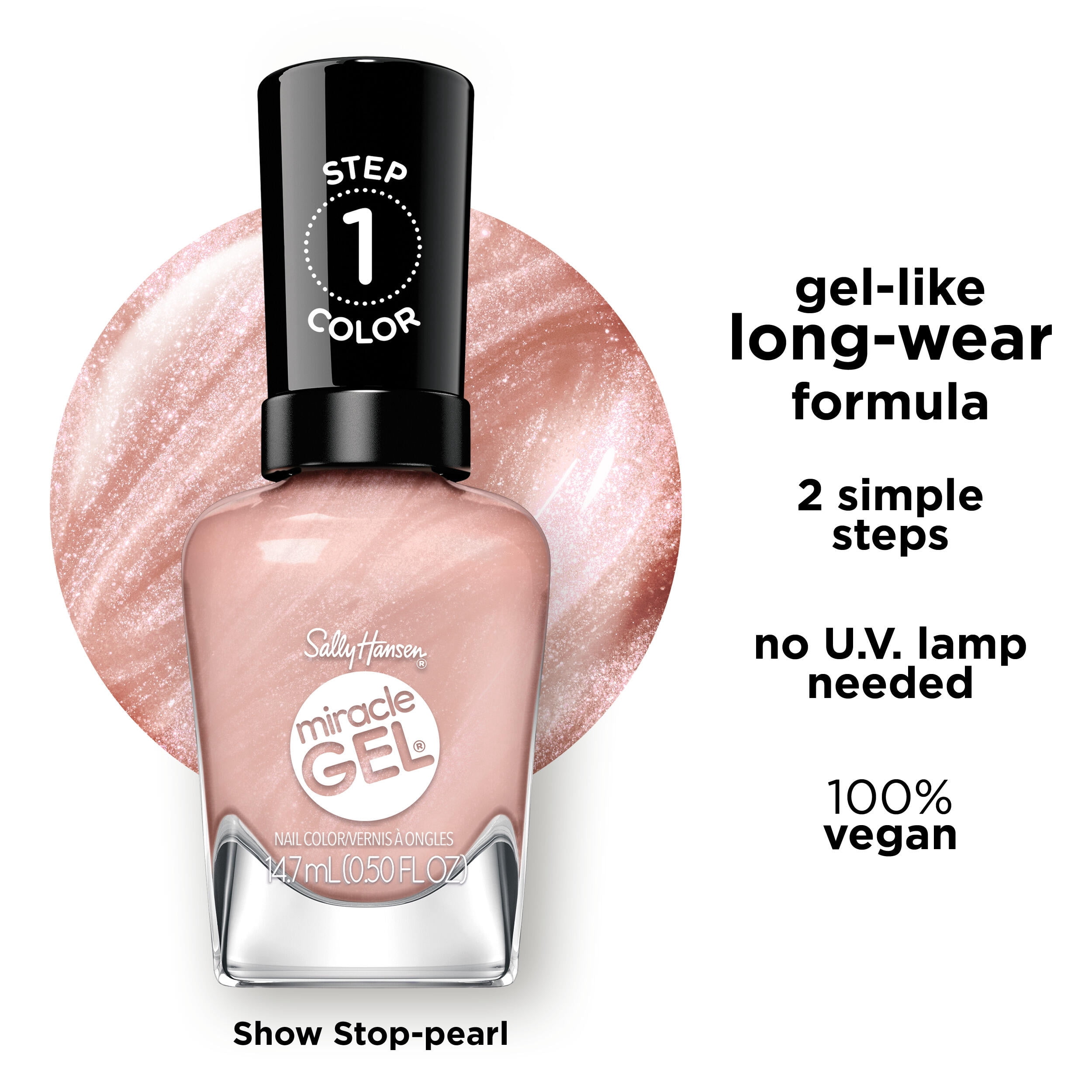 Sally Hansen Miracle Gel Nail Polish, Supercharged Glam, Show Stop-Pearl, 14.7ml/0.52oz