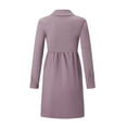 thumbnail image 6 of Aoochasliy Fall Dresses for Women Fall Fashion Casual Lapel Solid Color Single-breasted Long Sleeve Dress, 6 of 6