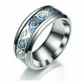 thumbnail image 6 of K-KED For Mens Women Silver Dragon Inlay Stainless Steel Delicate Jewelry Wedding Ring Size6-13-grey-7, 6 of 8