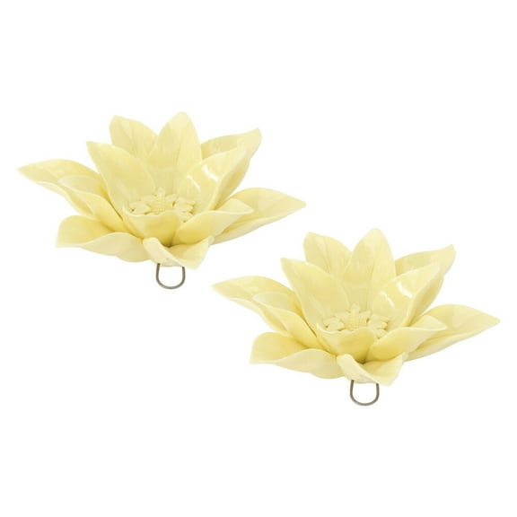 2 Pcs Vintage Home Decor Ceramic Flower Wall Decoration Metal Art for Artificial Hanging