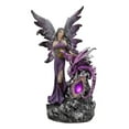 thumbnail image 3 of Purple Fairy With Dragon Sitting On LED Crystal Geode Night Light Statue Decor, 3 of 8