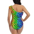 thumbnail image 5 of Easygdp Multicolored Butterflies Women's One Shoulder Ruffle Monokini Bathing Suits with Removable Chest Pad, Quick Drying - Large, 5 of 8