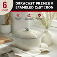 thumbnail image 3 of 6qt Enameled Cast Iron Dutch Oven, Heavy-Duty Casserole and Braiser Pan with Lid and Knob, Oven- up to 500° F & Across All Cooktops, White, 3 of 6
