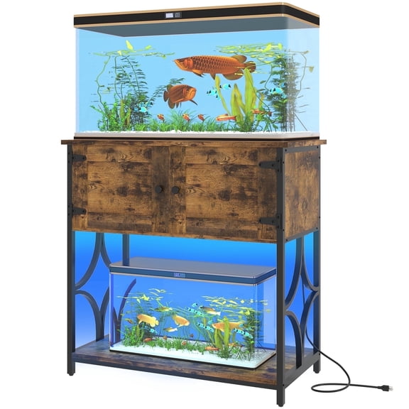 UVANIOHOM 20-29 Gallon Aquarium Stand, 330 lbs Capacity, Power Outlets & Storage Cabinet, Brown