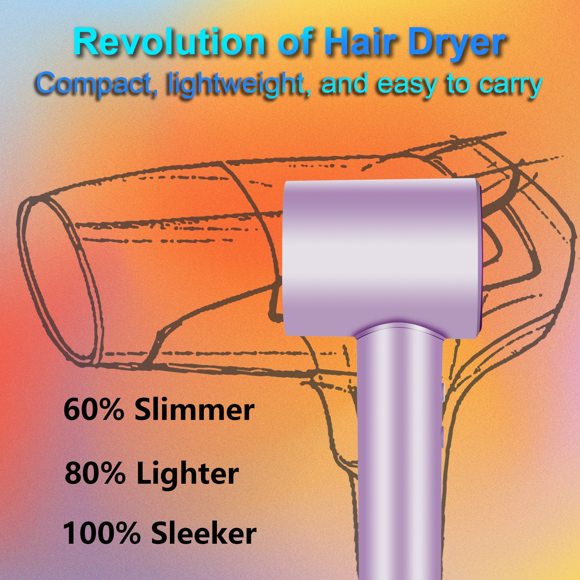 Pentantan Ionic Hair Dryer, 110,000 RPM High-Speed Blow Dryer with 3 Heating, 2 Speed, Lightweight for Home, Travel, Salon, Gift