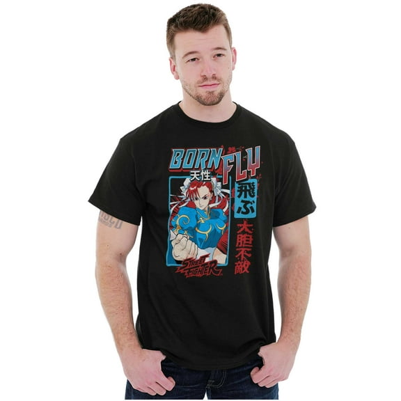 Street Fighter Chun Li Born Fly Men's Graphic T Shirt Tees Brisco Brands S