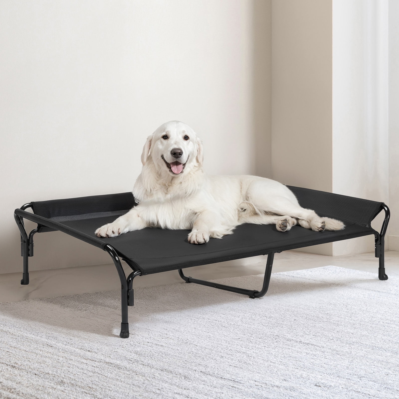 Veehoo Cooling Elevated Dog Bed with Guardrail & Slope Headrest, Teslin Mesh, X Large, Black