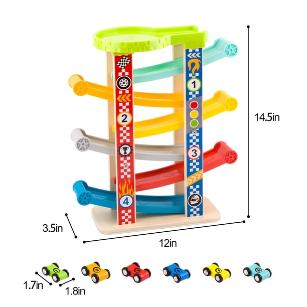 Piste de course en bois avec 4 voitures - Jeux - Jouets Piste de course en bois avec 4 voitures - Jeux - Jouets