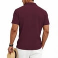 thumbnail image 5 of Men’s Jacquard Knit Button Down Shirts Breathable Stretch Business Casual Short Sleeve Shirt Big and Tall Size S-3XL Wine, 5 of 7