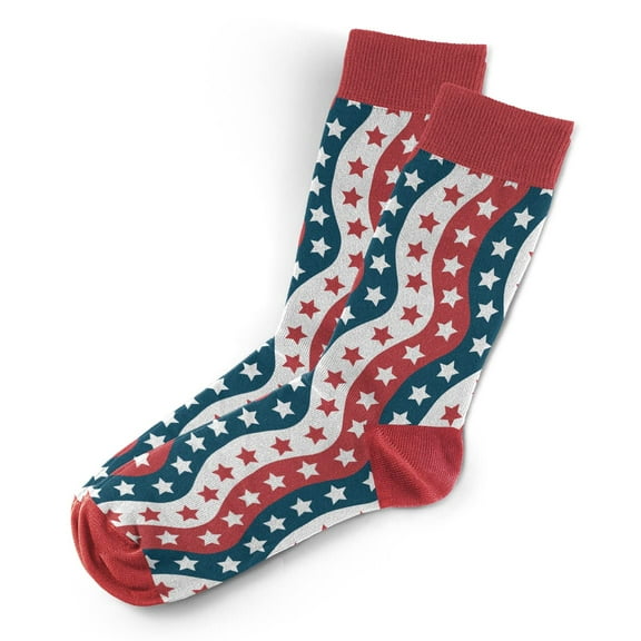 Sillies Socks RWB With Banner Stripes Socks - Funny Novelty Unisex Sock Set, Woven Art, Fun Unique Patterns And Designs