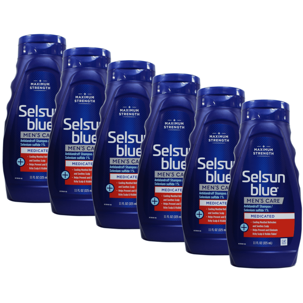 6 Pack Selsun Blue Medicated Maximum Strength Dandruff Shampoo Men's