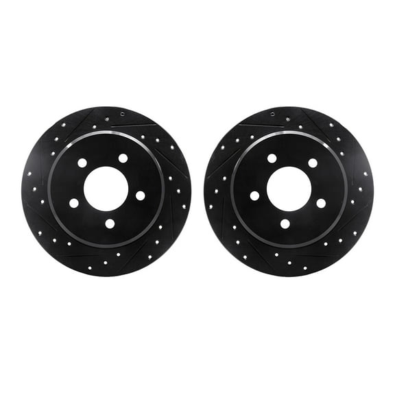 Dynamic Friction Company Rear Brake Rotors-Drilled and Slotted-Black 8002-40083