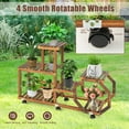 thumbnail image 6 of Topbuy 6 Tier 8 Potted Plant Stand Rack 100% Pine Wood Flower Pot Holder Shelf Multi-Layer Flower Stand with Wheels, 6 of 9