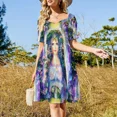 thumbnail image 4 of Vestido de manga corta con fondo floral vestido de fiesta de lujo para mujer vestidos de graduación, 4 of 7