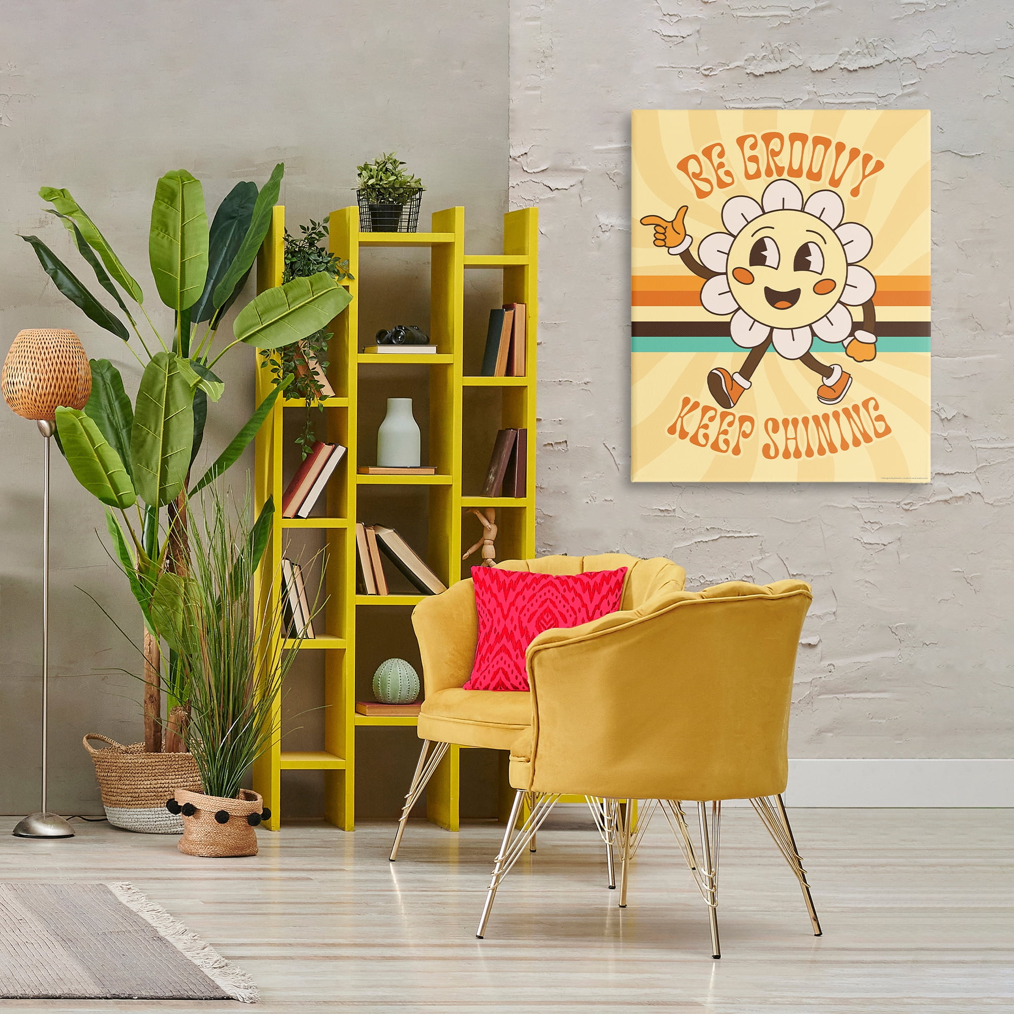 Stupell Industries Be Groovy Keep Shining Text & Numbers Painting Wrapped Canvas Art Print Wall Art, 30 x 40