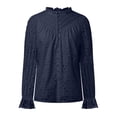 thumbnail image 6 of Towmus Women's Dressy Casual Blouse Tops Fall Spring Puff Long Sleeve Button V Neck Hollow Out Lace Embroidered Shirts, 6 of 7