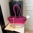 thumbnail image 2 of Bolso Tejido Hilo Algodón Hombro Compras (rosa) Rojo, 2 of 9