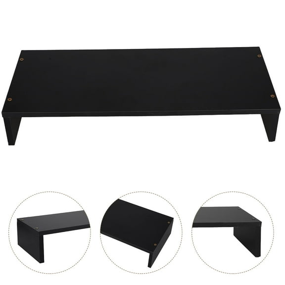 SOPOTUTU Black Wooden Desk Riser for Home Multifunctional Computer Shelf