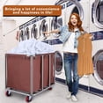 thumbnail image 4 of Commercial Laundry cart with Wheels,400L Large Laundry Basket with Wheels,Laundry Hamper on Wheels Heavy Duty with Steel Frame and Oxford Cloth, 440Lbs Load (Brown), 4 of 6