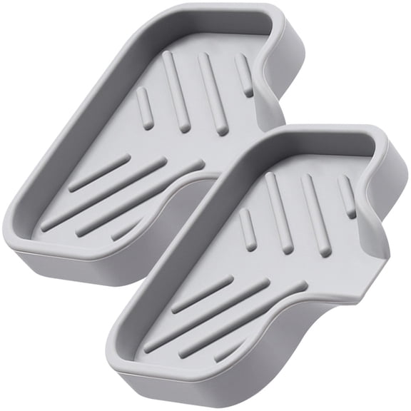 CIMAXIC 2-Pack Silicone Soap Dish with Drainage Holder for Bathroom and Kitchen, Non- Grey Soap Tray