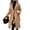 Khaki, variant on Women's long wool coat with lapel, double-breasted design, warm outerwear with belt