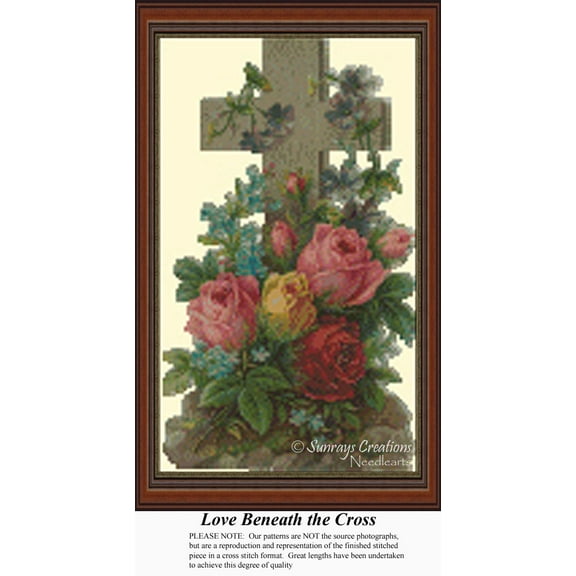 Love Beneath the Cross, Vintage Counted Cross Stitch Pattern (Pattern Only, You Provide the Floss and Fabric)