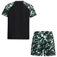 thumbnail image 2 of Alvivi Boys 2 Pcs Athletic Swimsuits Short Sleeve Swim Top Shirts with Trunks Beach Bathing Suits Black 3-4, 2 of 7